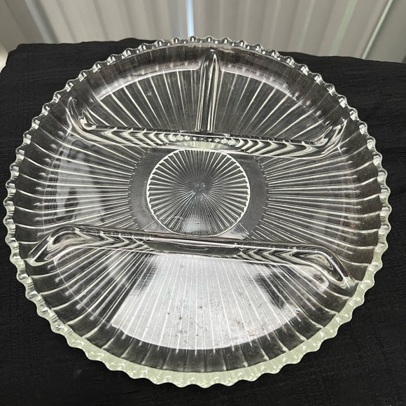 Indiana Glass Other - Indiana Glass Clear Divided Relish Ribbed Serving Dish 4 Sections 10" Diameter